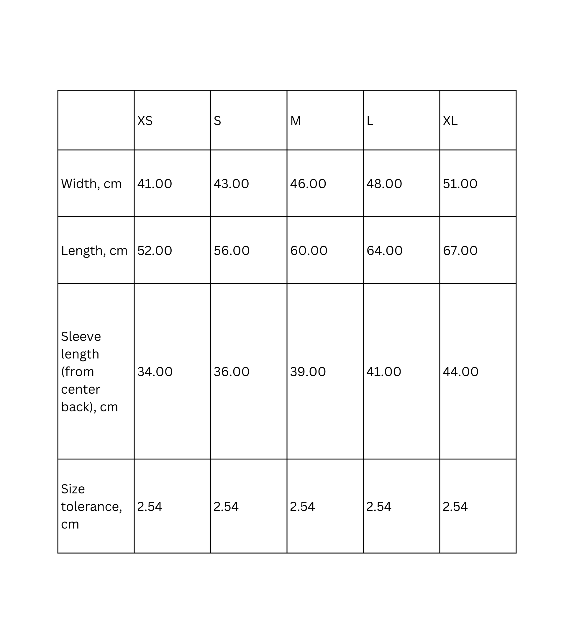 Size chart for Cool Santa Kids T-shirt showing dimensions in cm for XS to XL sizes.