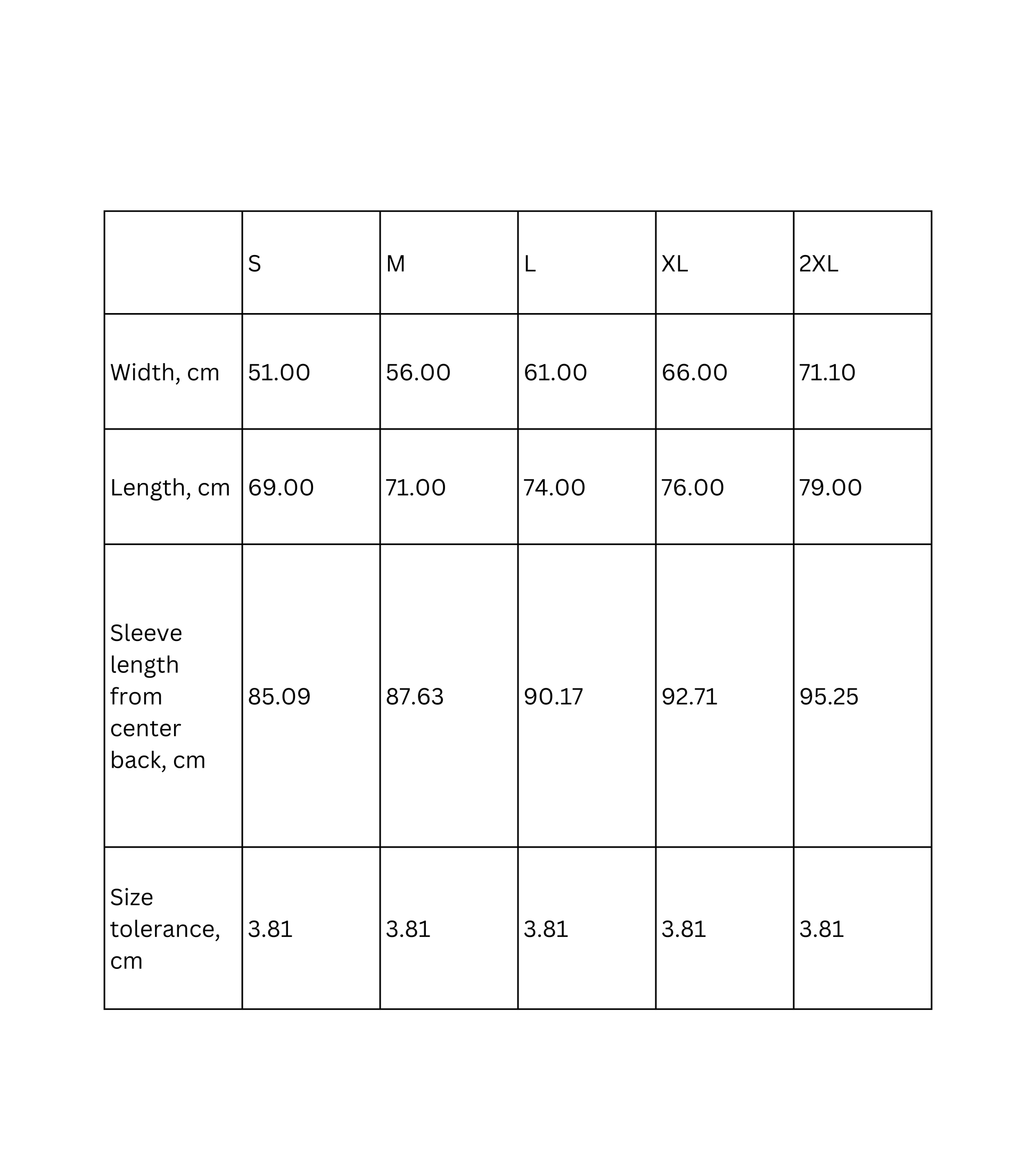 Size chart for unisex heavy blend hoodie with measurements for S, M, L, XL, and 2XL.