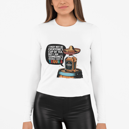 Funny Tequila quote tee featuring a tequila bottle in a sombrero, perfect for party vibes and casual wear.