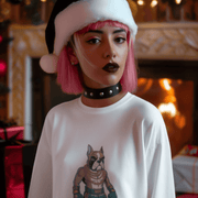 Long Sleeve Tee - Cartoon Boxer Dog Muay Thai Fighter Design - Cookies Trend Collective