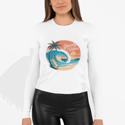 Long Sleeve Tee - Tropical Beach Sunset Wave Vibes - Cookies Trend Collective