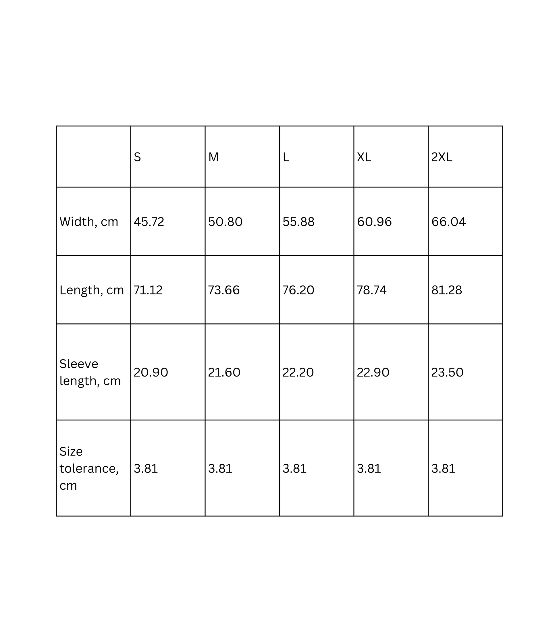 Size chart for unisex soft-style T-shirt showing dimensions for sizes S, M, L, XL, and 2XL.