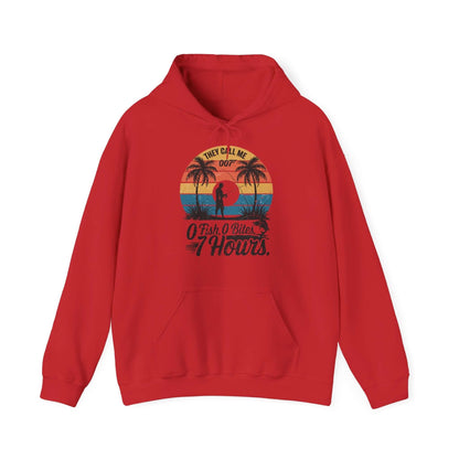 Retro funny fishing quote hoodie with palm trees, featuring 'They call me 007 0 Fish, 0 Bites, 7 Hours'.