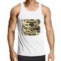 Vintage Ford men's singlet top featuring iconic XW Falcon muscle cars in a retro design, perfect for car enthusiasts.