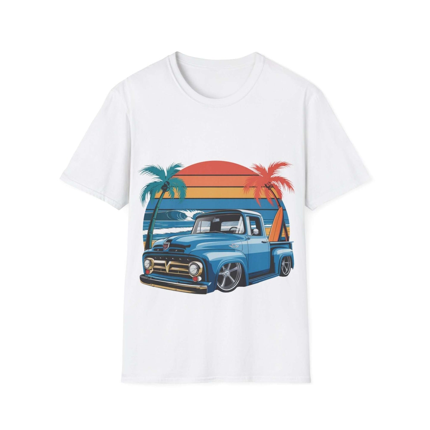 T-shirt featuring a vintage pickup truck design, perfect for cruising vibes and car lovers.