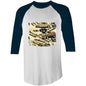 Vintage Ford 3/4 sleeve t-shirt featuring iconic XW Falcon muscle cars design, perfect for retro car enthusiasts.