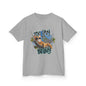 Kids tee with lazy cat at the beach design and 'Too Lazy to Be Lazy' text, perfect for summer vibes and animal lovers.