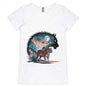 Beautiful tiger design on a woman's V-Neck t-shirt, perfect for animal or nature lovers.