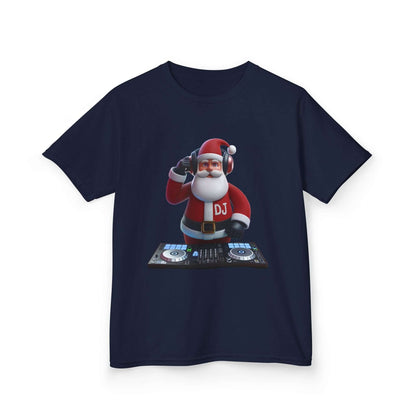 Kids T-Shirt-Santa Fun DJ Party Tee - Navy Blue