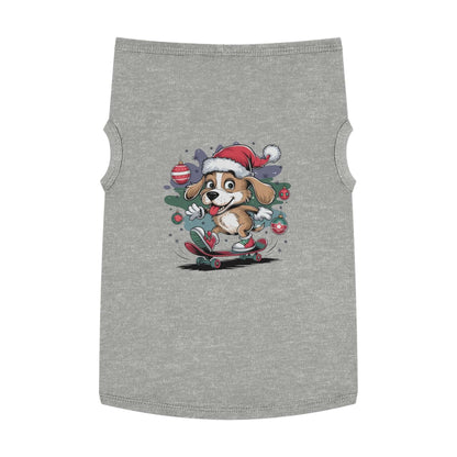 Pet Tank Top - Santa Hat Skateboarding Pup Christmas Design