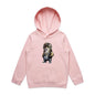 Cute pink kid's hoodie featuring a cool hip hop cat in sunglasses and gold chains, perfect for cat lovers.