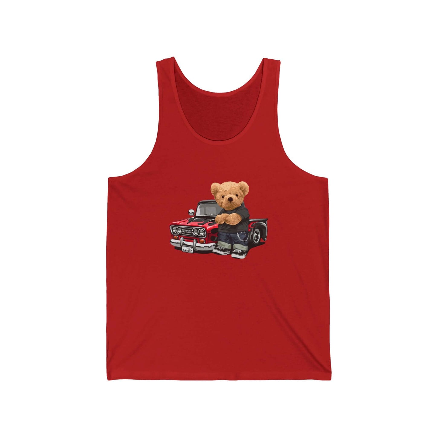 Tank Top - Cool Teddy Bear next to Pickup Truck Design