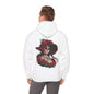Chibi sugar skull woman hoodie featuring roses, ideal for Halloween and Day of the Dead festivities with an edgy design.