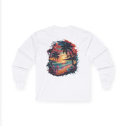Unisex Long Sleeve Tee - Tropical Sunset for Beach Lovers - Cookies Trend Collective