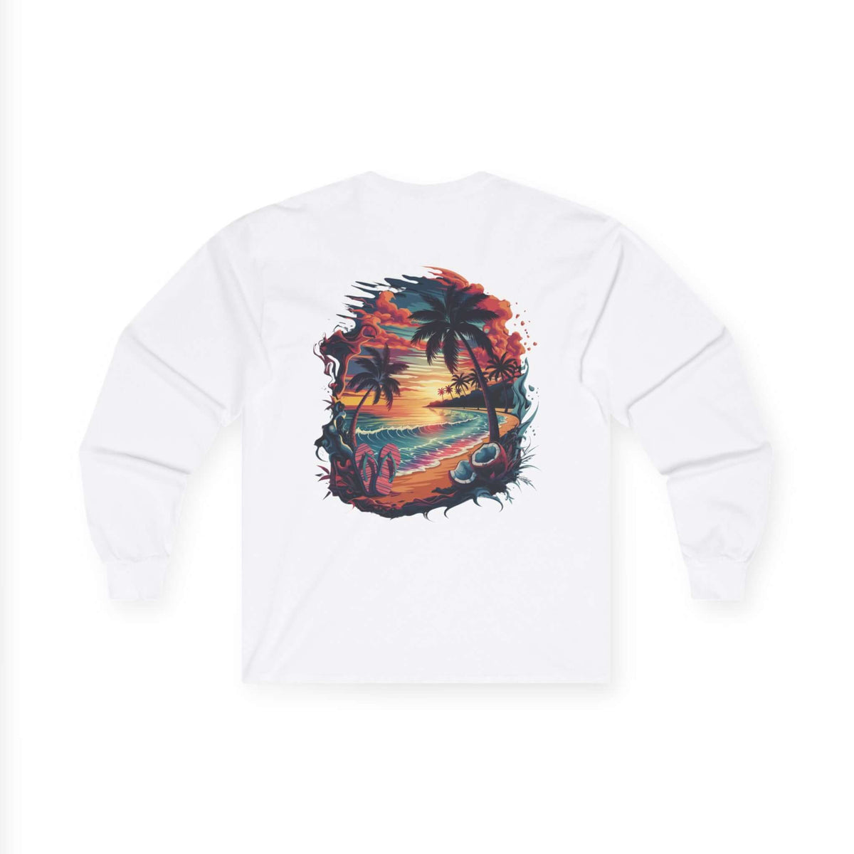 Unisex Long Sleeve Tee - Tropical Sunset for Beach Lovers - Cookies Trend Collective