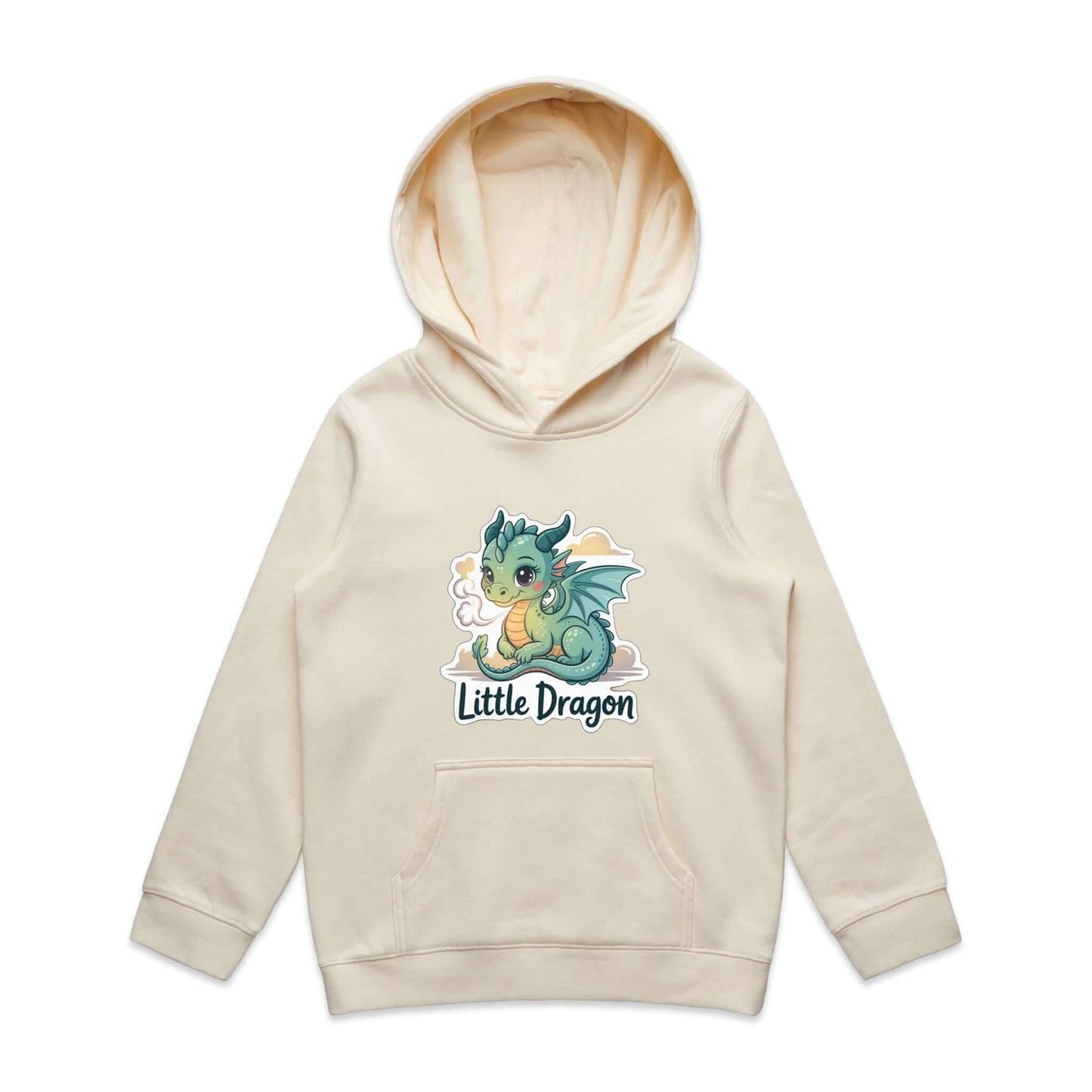 Kids hoodie featuring a cute cartoon 'Little Dragon' design, perfect for young dragon enthusiasts.