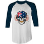 AS Colour Australian patriotic skull t-shirt with glowing blue eyes and Australian flag design, perfect for Australia Day.