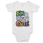 AS Colour baby onesie with cute koala and bunny design featuring "I'm Cute" text, colorful and playful for baby fashion.