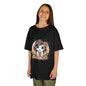 Cute chibi girl surrounded by flowers on a kid's black tee, perfect for young girls who love whimsical designs.
