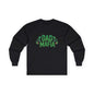 DAD MAFIA unisex long sleeve T-shirt in black with neon green lettering and stylized skulls for bold statement style.