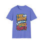 Funny typography T-shirt in blue with the quote "I may be wrong, but I really doubt it" for casual wear.