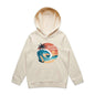 Unisex Vintage Sunset Beach Kids Hoodie with Gnarly Vibes surf culture design, big wave scene, and tropical sunset colors.