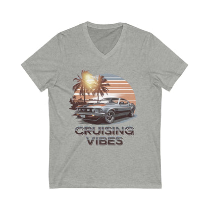 V-Neck Tee - Mustang Sunset 'Cruising Vibes' Design