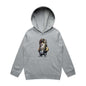 Cool hip hop cat kid's hoodie with cat wearing hoodie, sunglasses, and gold chains, perfect for cat lovers.