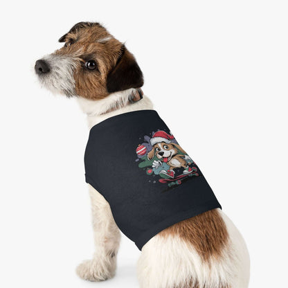 Pet Tank Top - Santa Hat Skateboarding Pup Christmas Design