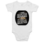AS Colour baby onesie with sleeping cat and funny quote about selective hearing for infants and toddlers.
