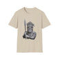 Tiki character unisex T-shirt with spear design, stylish addition for unique fashion and tropical-themed events.