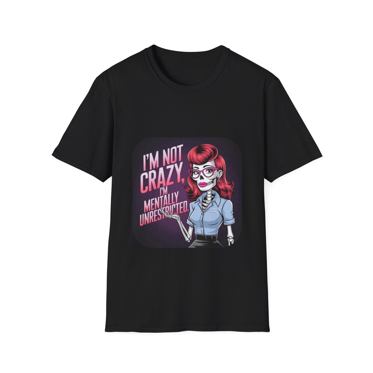 Retro Rockabilly Unisex T-Shirt - I'm Not Crazy Skeleton Design