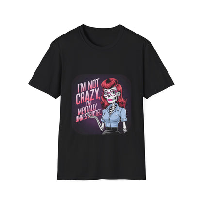 Retro Rockabilly Unisex T-Shirt - I'm Not Crazy Skeleton Design