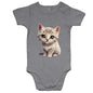 Cute kitten graphic onesie romper for infants and toddlers, perfect for cat lovers.