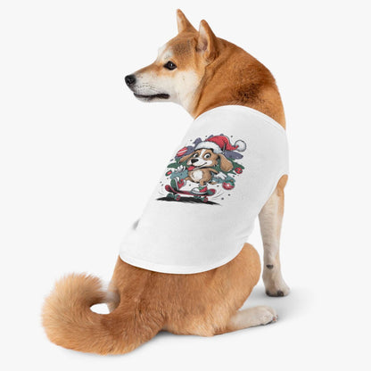 Pet Tank Top - Santa Hat Skateboarding Pup Christmas Design