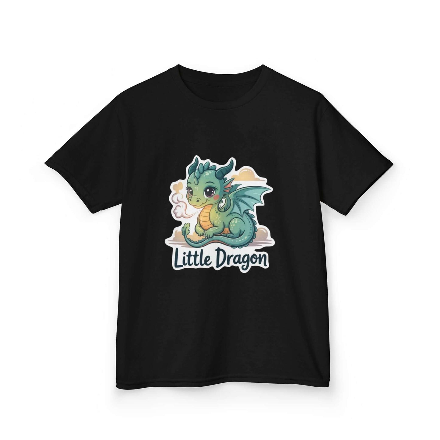 Kids Tee featuring adorable Little Dragon cartoon, perfect for young dragon fans.