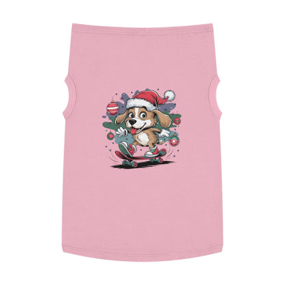 Pet Tank Top - Santa Hat Skateboarding Pup Christmas Design