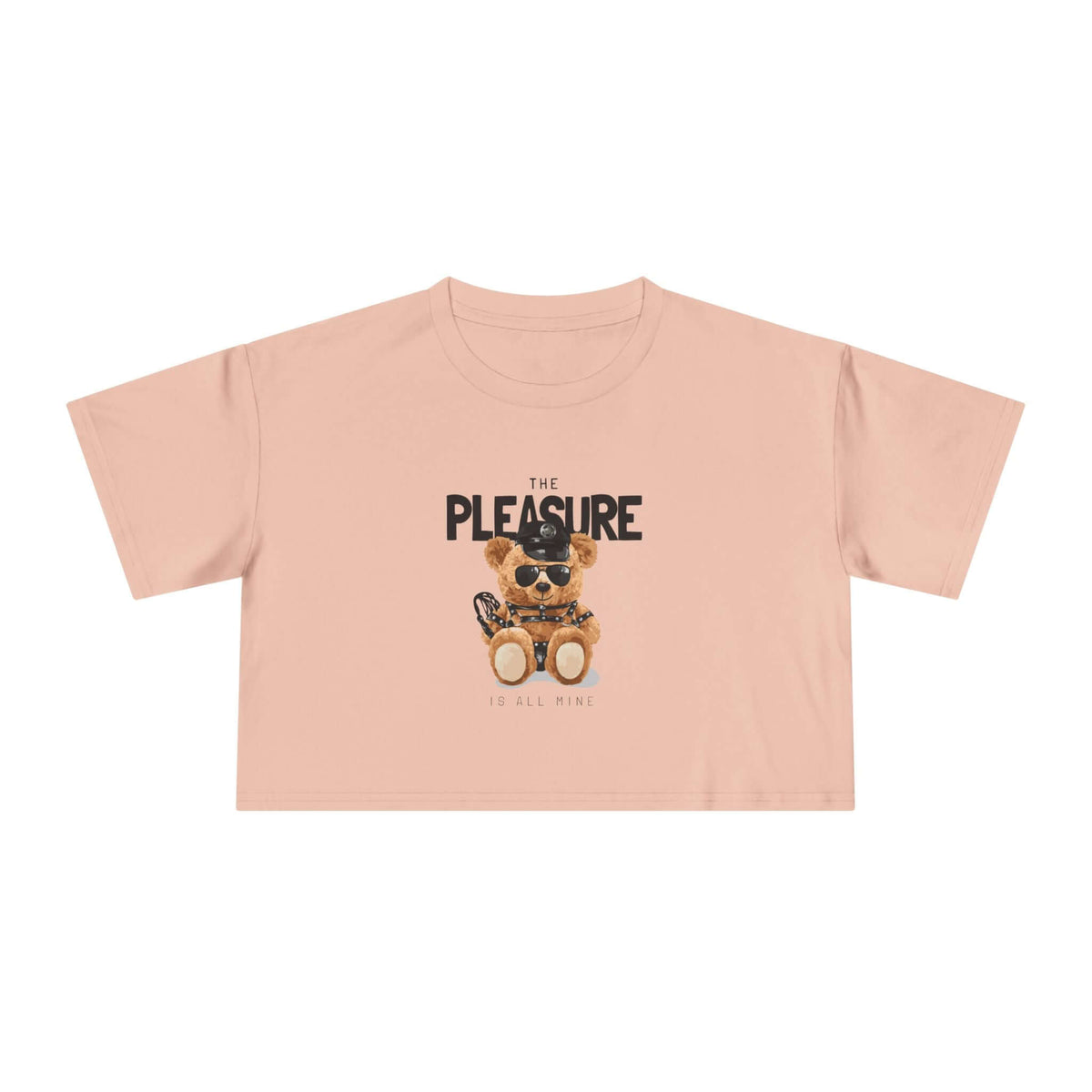 Crop Tee - Playful Teddy Bear Design 'The Pleasure is all Mine' - Cookies Trend Collective