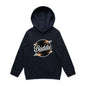 Kid's hoodie featuring 'Baddie' universe design with retro vibe and spacious kangaroo pouch pocket.