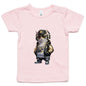 Cute pink infant tee featuring a cool hip hop cat in sunglasses and gold chains, perfect for cat lovers.