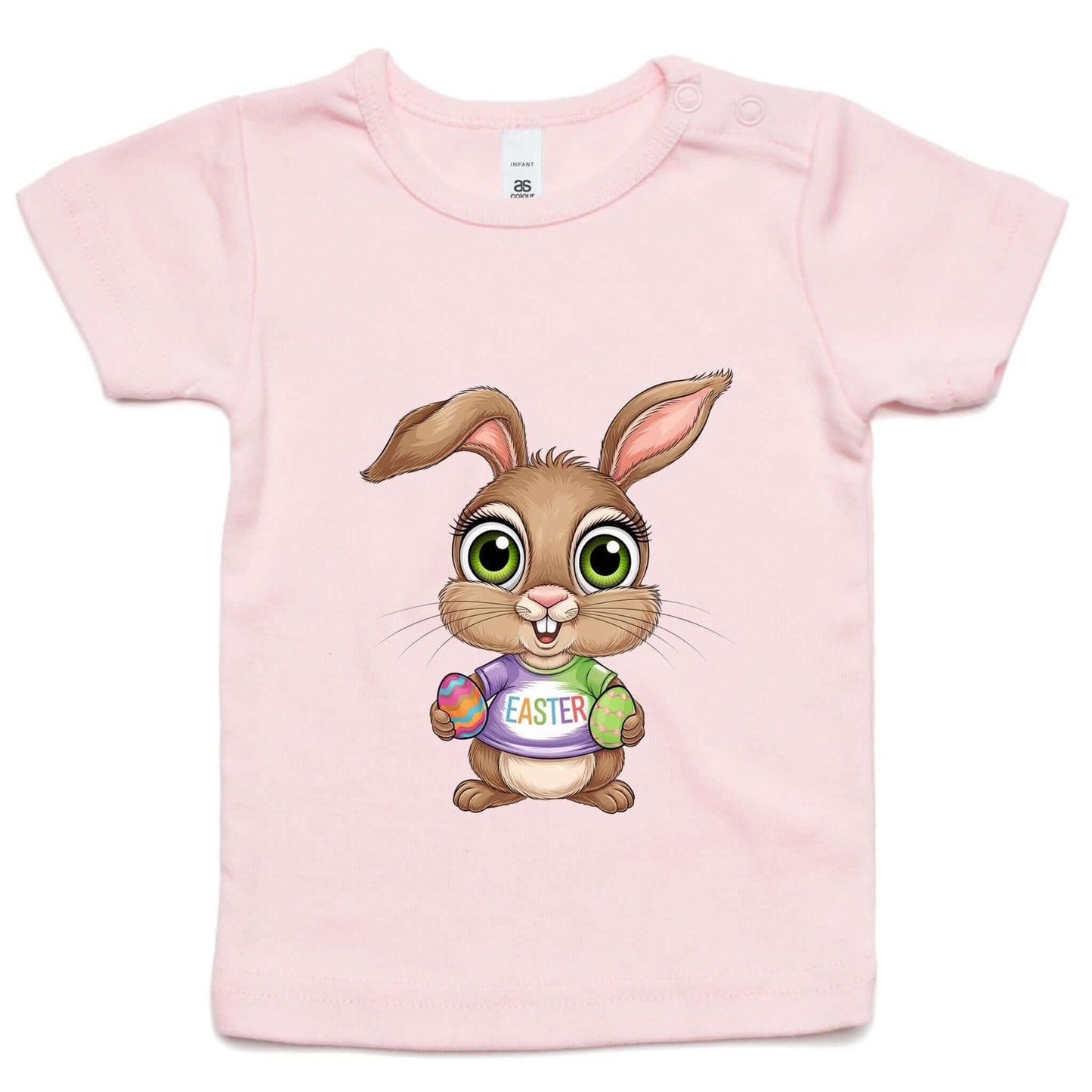 Cute pink infant tee featuring Easter Bunny design, perfect for toddlers celebrating Easter.