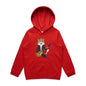 Kid's hoodie with a rock and roll cat playing guitar design, perfect for music and cat lovers.
