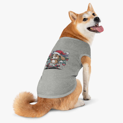 Pet Tank Top - Santa Hat Skateboarding Pup Christmas Design