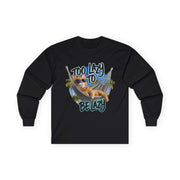 Long Sleeve Tee - Too Lazy To Be Lazy, Cat in a Hammock Beach Design - Cookies Trend Collective