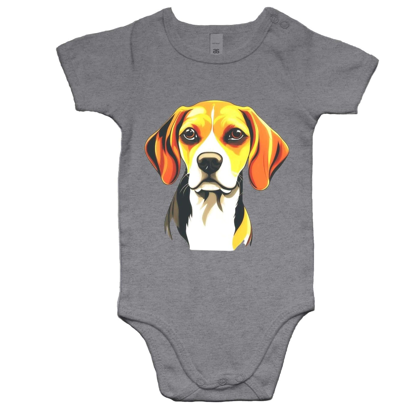 AS Colour baby onesie romper featuring a cute hound dog design for dog lovers and animal enthusiasts.