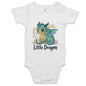 Baby Onesie featuring a cute cartoon 'Little Dragon' design, perfect for young dragon enthusiasts.