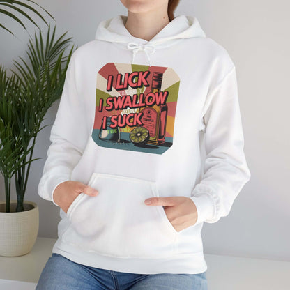 Funny Tequila hoodie with retro design, featuring playful text and tequila bottle, perfect for party vibes.