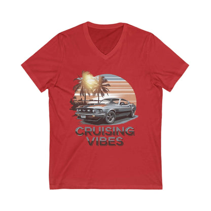 V-Neck Tee - Mustang Sunset 'Cruising Vibes' Design