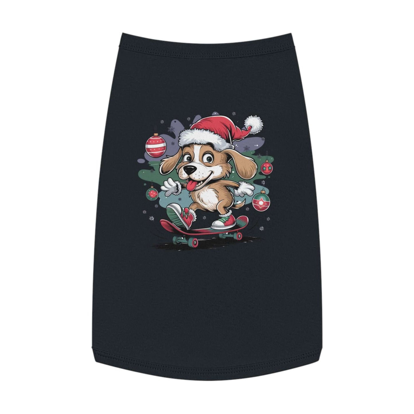 Pet Tank Top - Santa Hat Skateboarding Pup Christmas Design