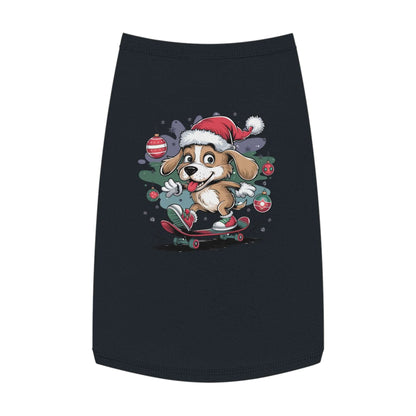 Pet Tank Top - Santa Hat Skateboarding Pup Christmas Design